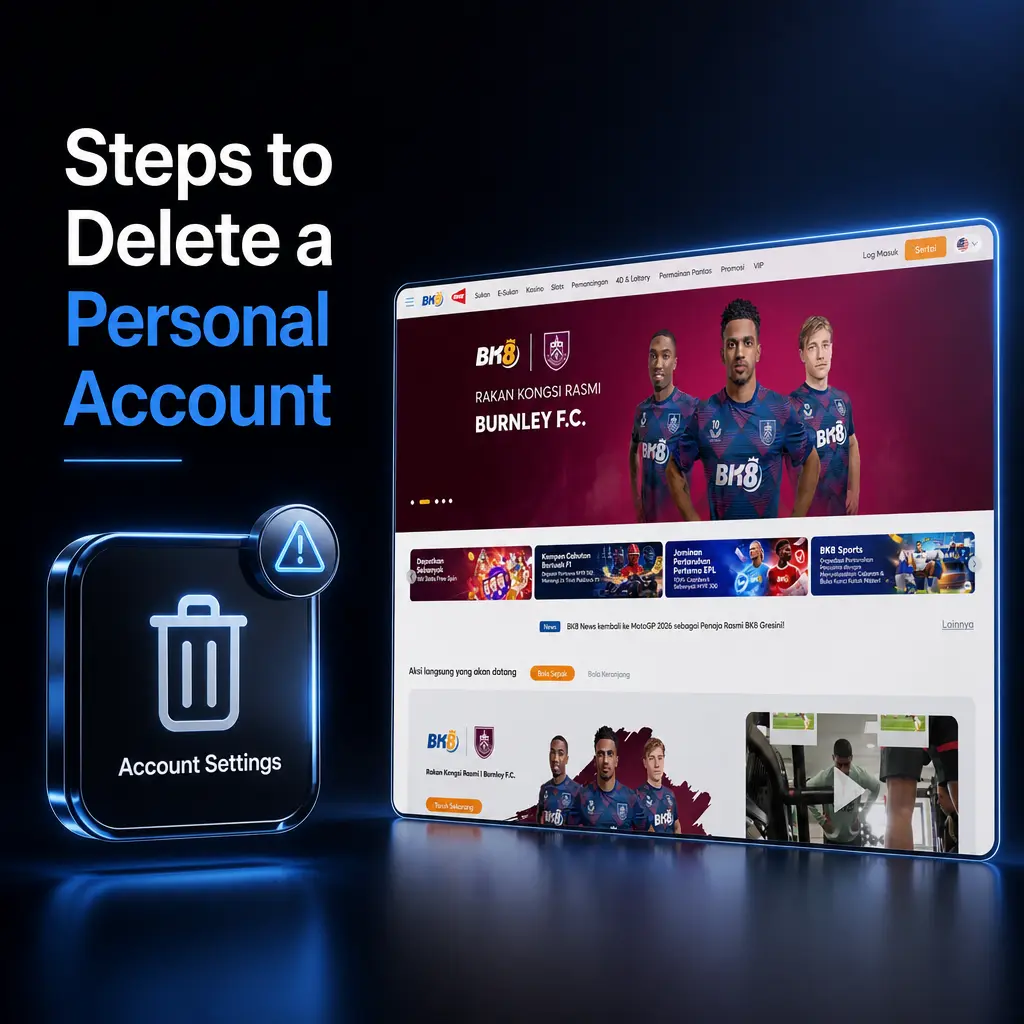 Steps to delete a BK8 personal account: contact support, verify identity, state reason, and receive closure confirmation email.
