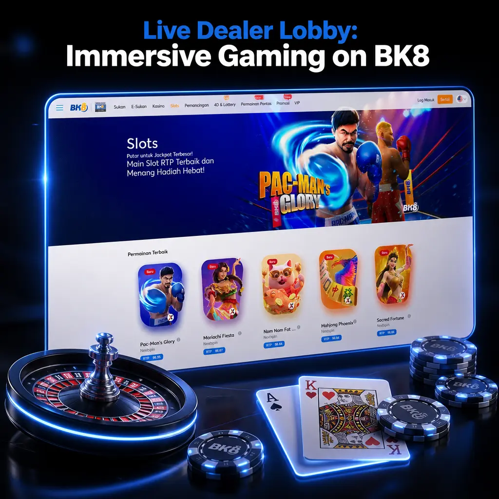 BK8 live dealer lobby showing HD streamed tables for baccarat, roulette, blackjack, sic bo, and dragon tiger