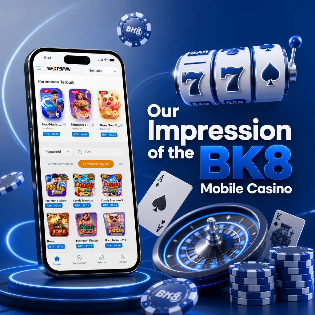 BK8 mobile casino app interface showing organized game categories including slots, live casino, and table games with fast navigation.